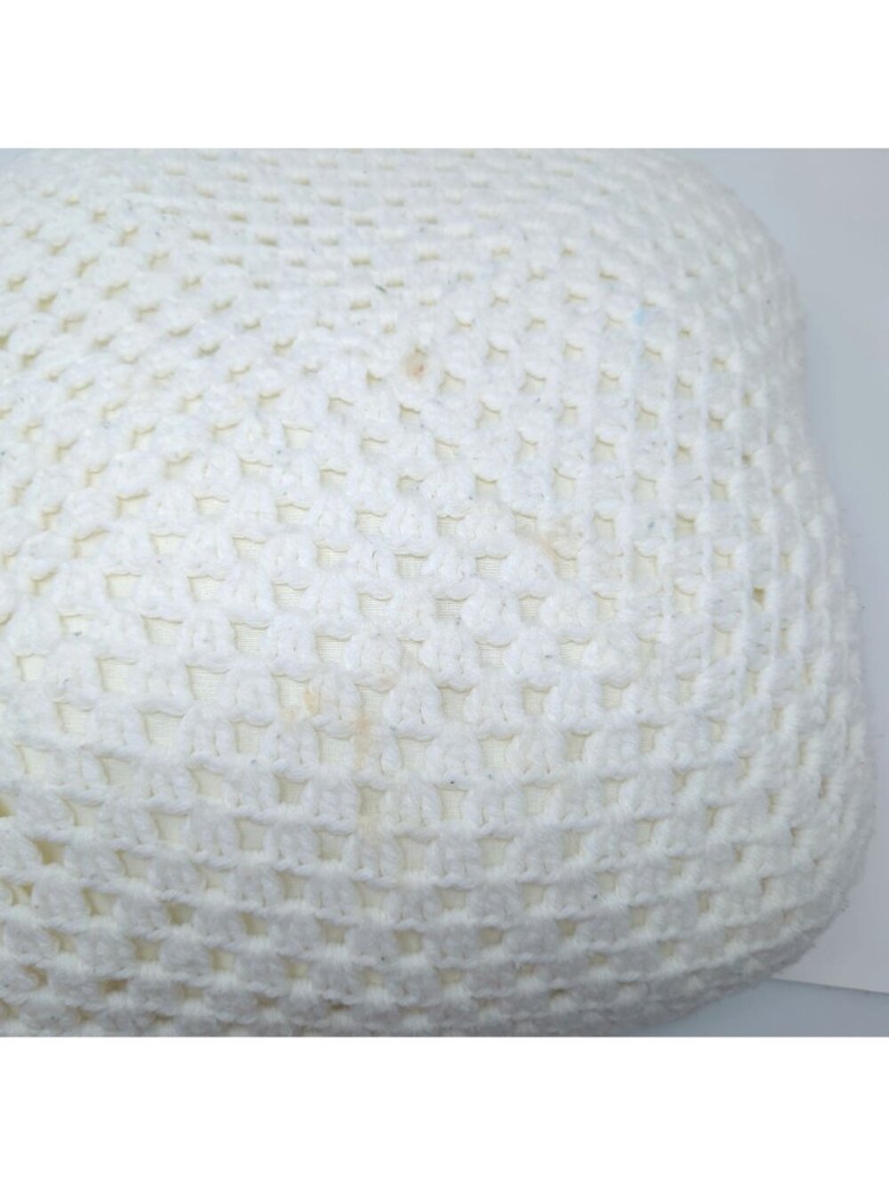 Crochet Pillow Square White Cottagecore Floral Hand - Picture 6 of 6